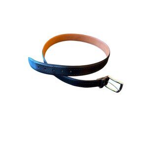 Allen Edmonds Mens Leather Belt Black Size 38 With Silver Buckle